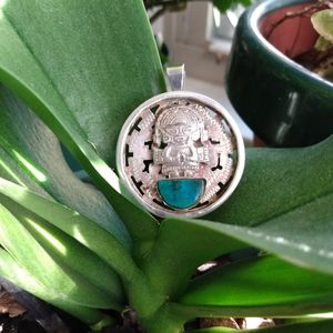 Vintage sterling silver turquoise pendant/pin